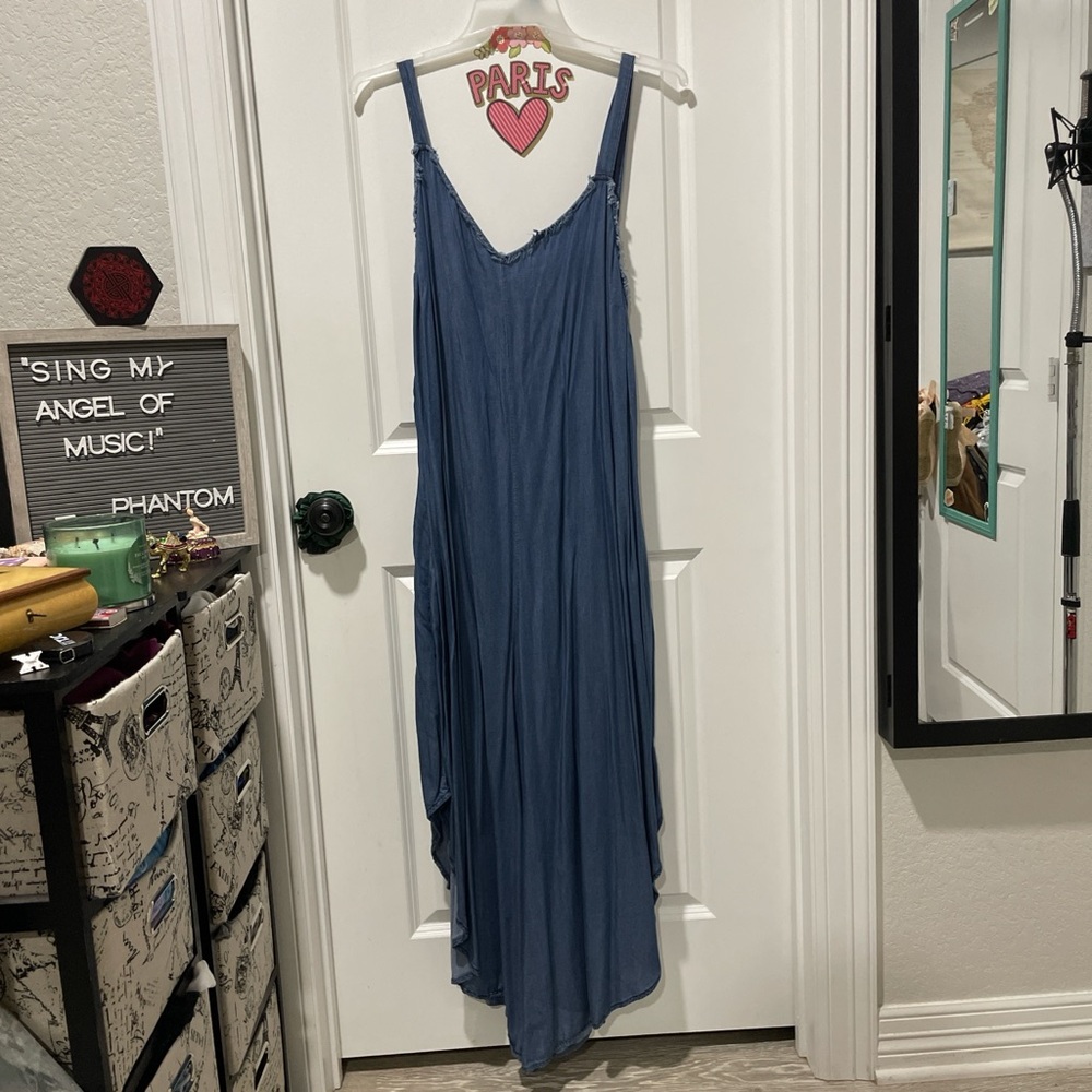 22/25 Cato Blue Jean-like romper with side zipper and pockets